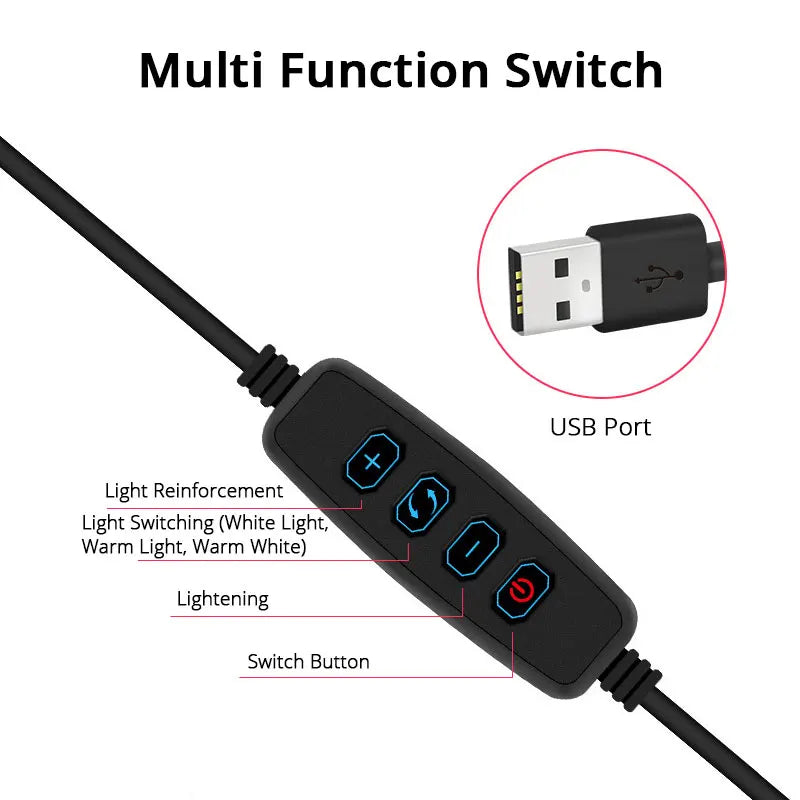 LED Ring Light With Clip On Laptop Computer Fill Lamp For Video Conference Lighting Kit Zoom Webcam Chat Live Streaming Youtube