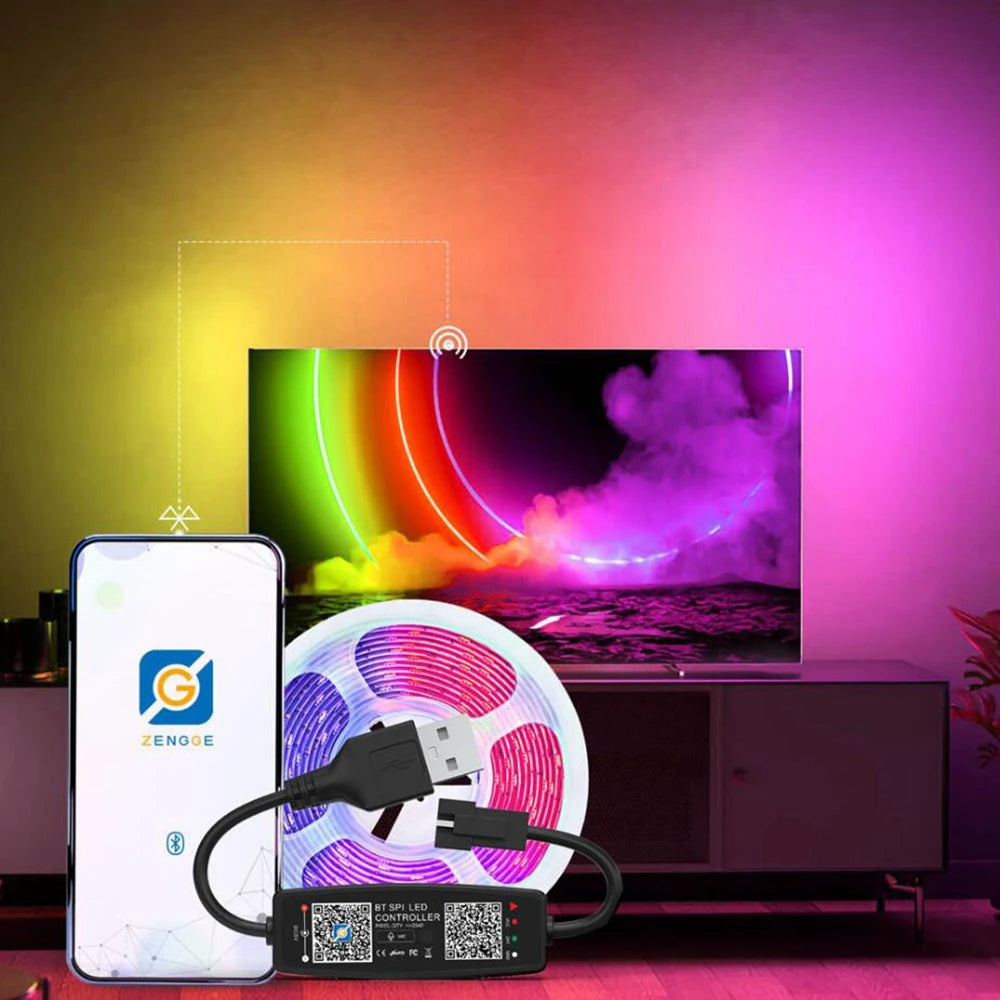 WS2812B Smart RGB Led Strip WS2812 30/60/144Pixels/m Individually Addressable Light USB Bluetooth Music Controller Kit DC5V