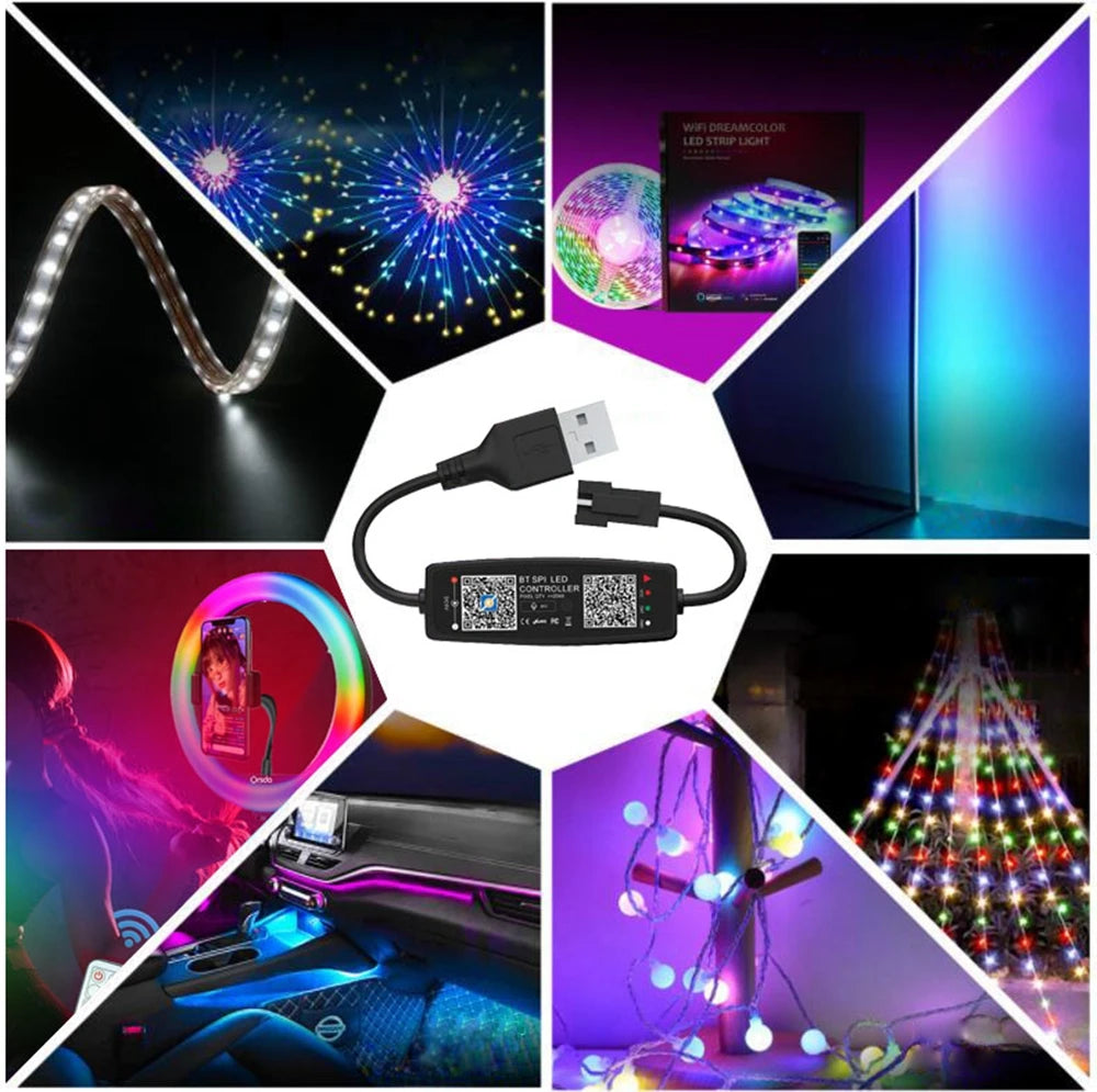 WS2812B Smart RGB Led Strip WS2812 30/60/144Pixels/m Individually Addressable Light USB Bluetooth Music Controller Kit DC5V