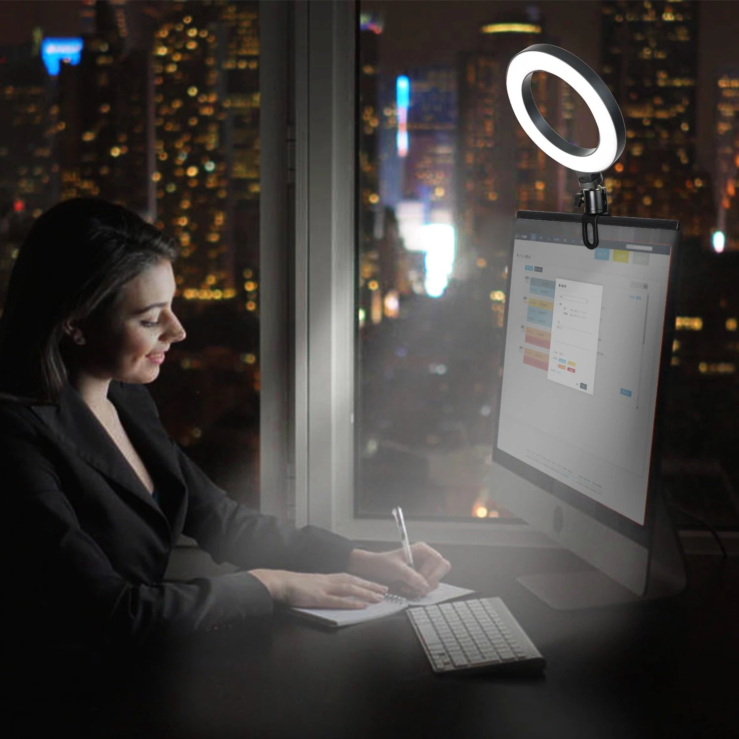 LED Ring Light With Clip On Laptop Computer Fill Lamp For Video Conference Lighting Kit Zoom Webcam Chat Live Streaming Youtube