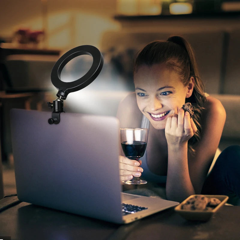 LED Ring Light With Clip On Laptop Computer Fill Lamp For Video Conference Lighting Kit Zoom Webcam Chat Live Streaming Youtube