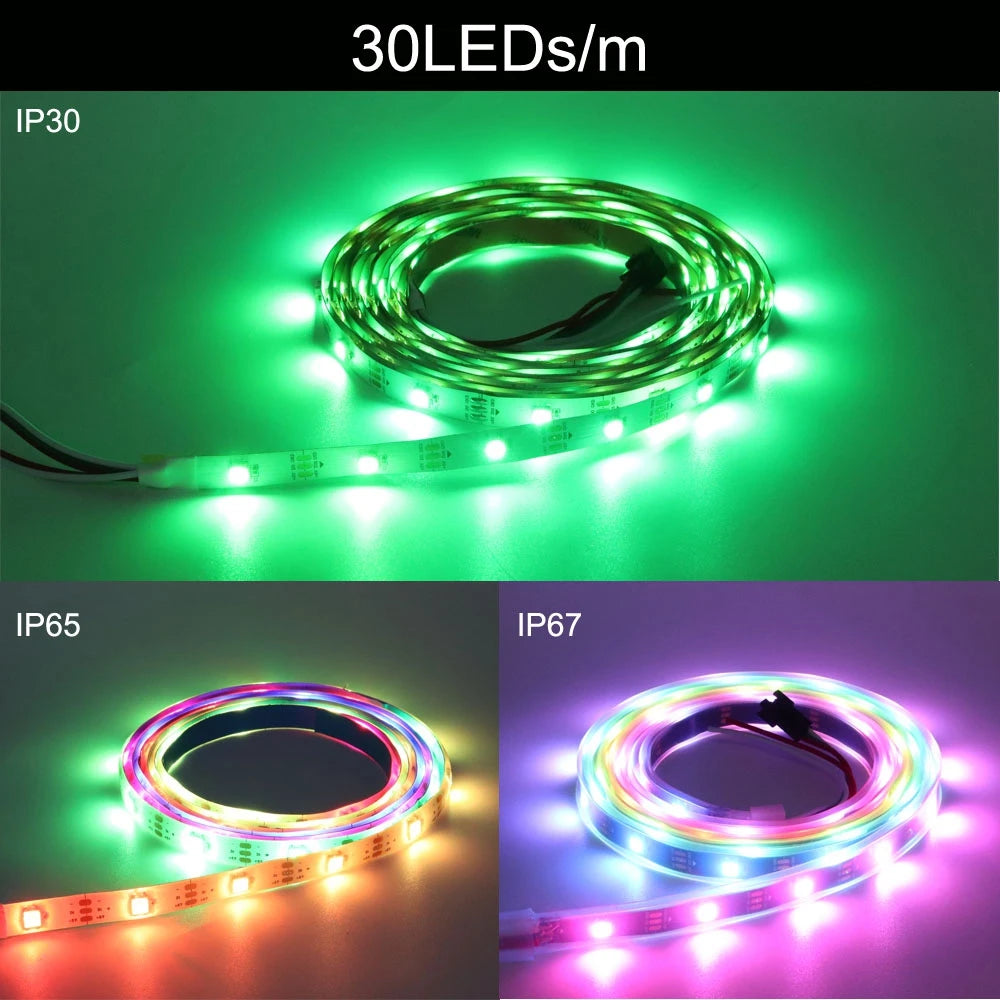 WS2812B Smart RGB Led Strip WS2812 30/60/144Pixels/m Individually Addressable Light USB Bluetooth Music Controller Kit DC5V