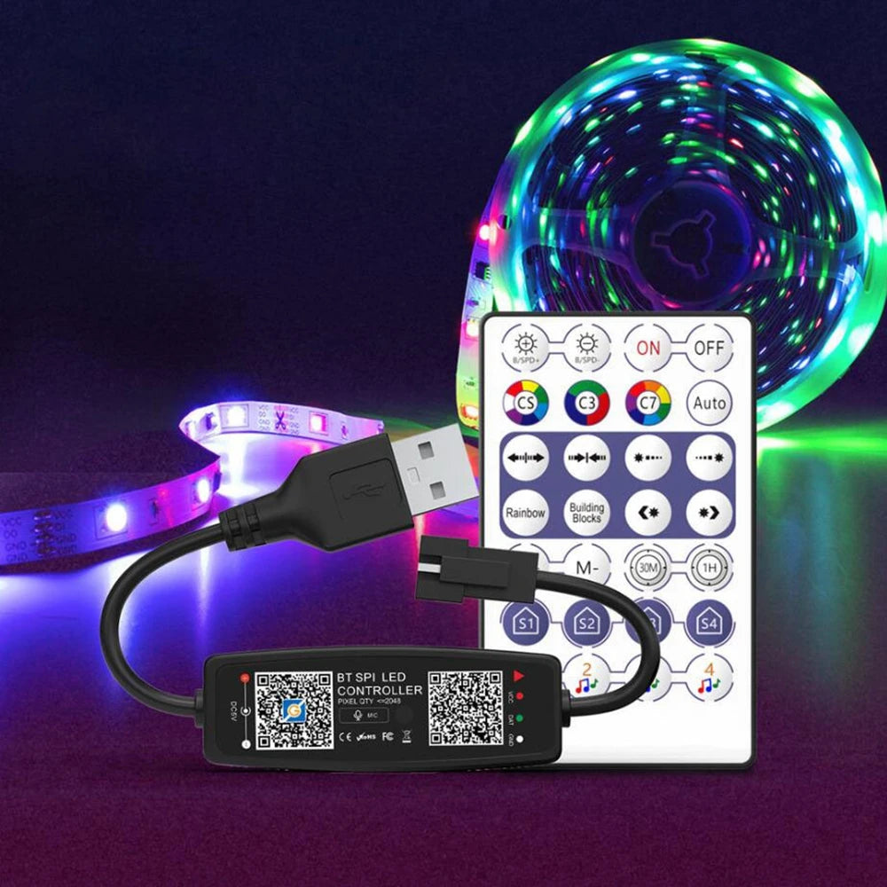 WS2812B Smart RGB Led Strip WS2812 30/60/144Pixels/m Individually Addressable Light USB Bluetooth Music Controller Kit DC5V