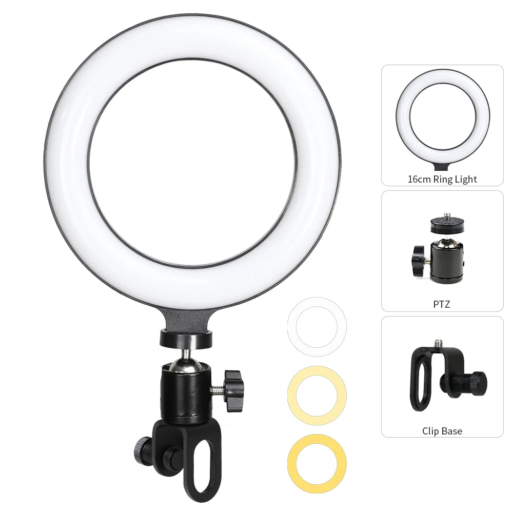 LED Ring Light With Clip On Laptop Computer Fill Lamp For Video Conference Lighting Kit Zoom Webcam Chat Live Streaming Youtube