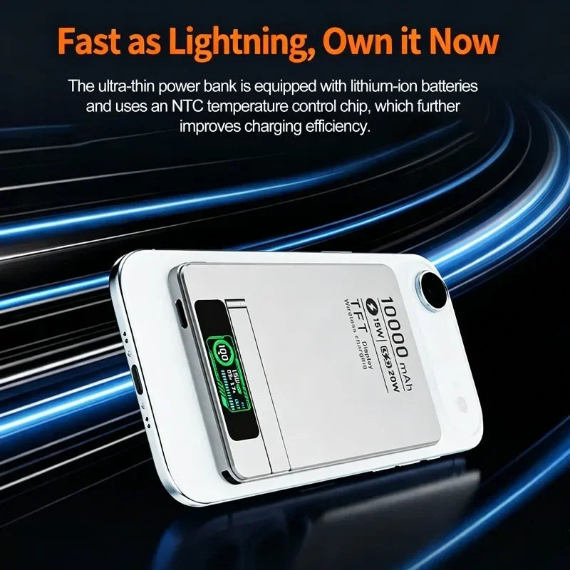 Wireless Magnetic Power Bank Travel Portable Fast Charging 5000mAh 10000mAh Capacity Digital Display For Phone Watch Earphones