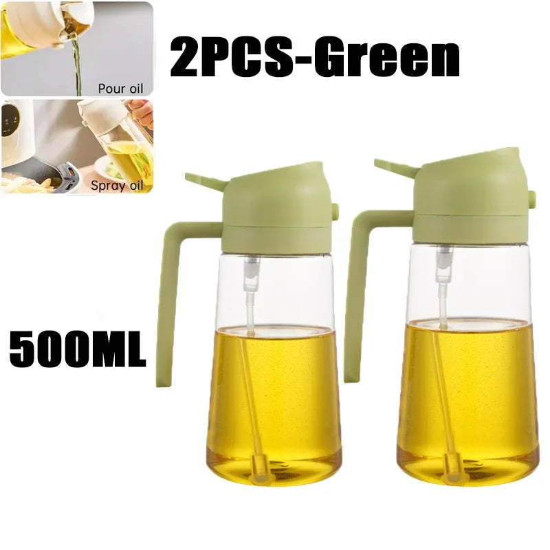 2 in 1 Pour Spray Sprayer Kitchen Fryer Air Spray Oil Dispenser Bottle for Olive Oil Cooking Frying BBQ Camping Large Capacity
