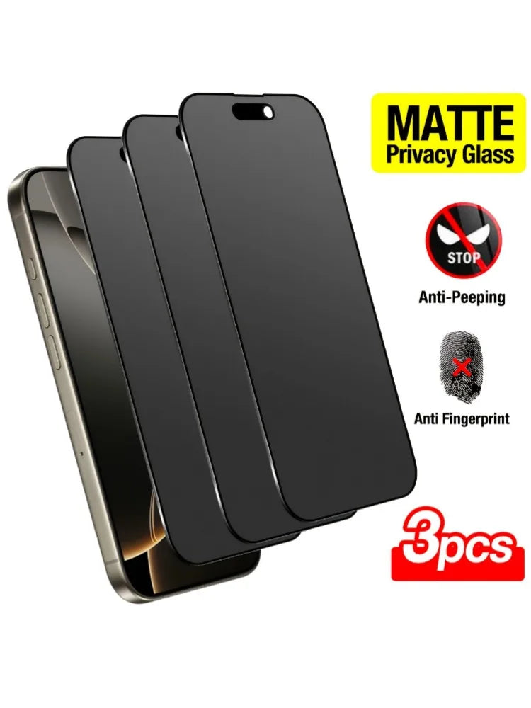 3 Pack Privacy Screen Protector Tempered Glass for iPhone 11-16 Anti-Spy Matte Finish