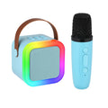 Portable Mini Karaoke Machine With 2 Wireless Microphones Bluetooth 5.0 Speaker RGB Lights Voice Change for Home Party Kids Gift