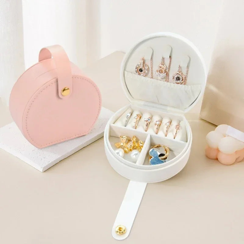Mini Jewelry Organizer Display Travel Jewelry Case Boxes Earrings Necklace Ring Portable Handbag Jewelry Box Leather Storage