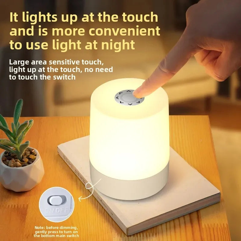 Touch Night Lamp USB LED Lamp Remote Control Switch Rechargeable Three Colors Lights Bedroom Portable Table Bedside Night Lamp