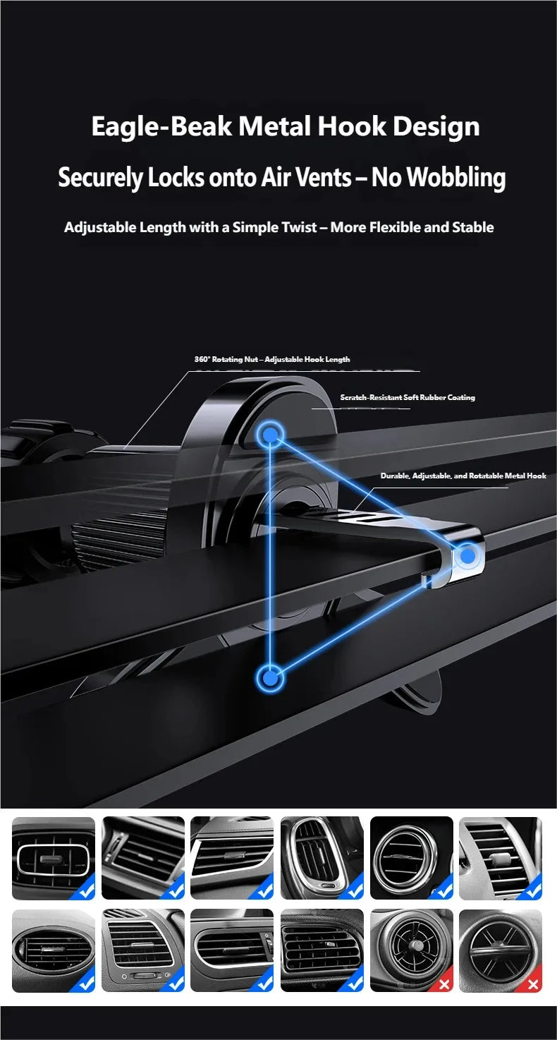 Magnetic Car Phone Mount in Car Phone Holder Air Vent Magnetic, 17 N52 Magnets Universal Mobile Phone Holders for iPhone/Android