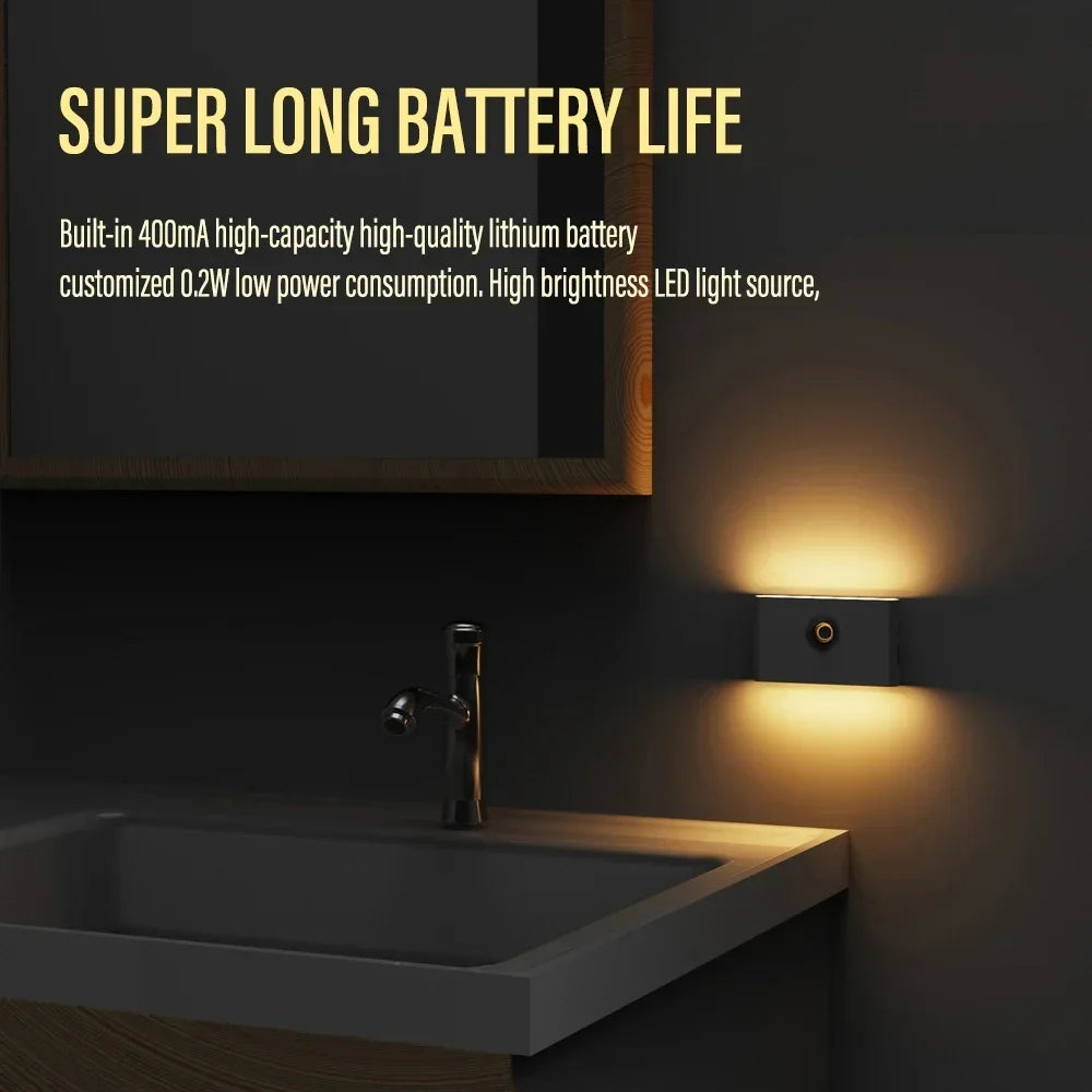 Motion Sensor Night Light,Rechargeable Powered LED Closet Lights,Wireless Magnetic Cabinet Lamp for Indoor Bedroom Kitchen Stair
