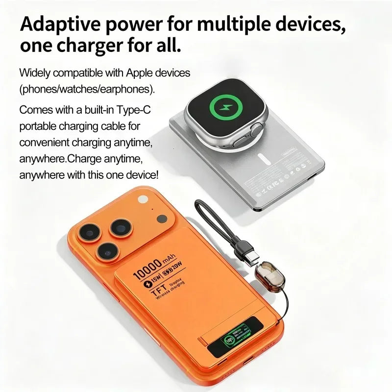 Wireless Magnetic Power Bank Travel Portable Fast Charging 5000mAh 10000mAh Capacity Digital Display For Phone Watch Earphones