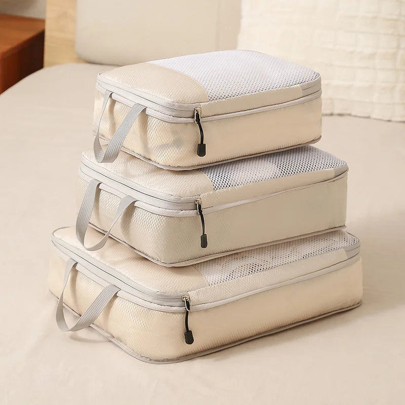 3-piece Travel Compression Packing Cube, Travel Bag Luggage Organizer Travel Essentials Carry-On Luggage Compression Cube