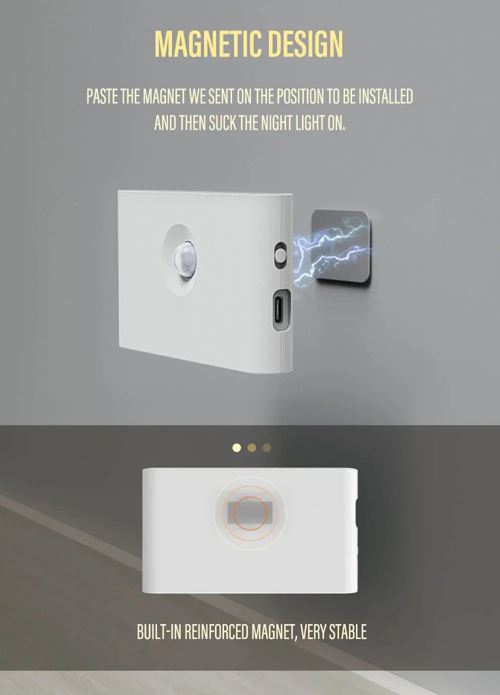 Motion Sensor Night Light,Rechargeable Powered LED Closet Lights,Wireless Magnetic Cabinet Lamp for Indoor Bedroom Kitchen Stair