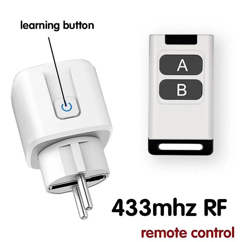 Universal Remote Control Mini Electrical Sockets 433MHZ Rf Smart Plug 220V 16A Single Sockets Switch for Home Appliance led