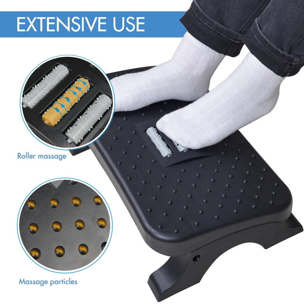 Ergonomic Foot Rest Under Desk Office with Massage Surface Promote Leg Circulation Relieve Pressure Max-Load 120Lbs
