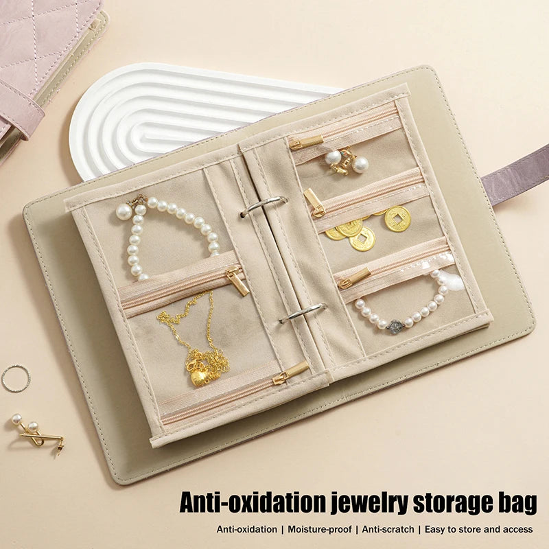 Travel Jewelry Case,Jewelry Organizer Box With Clear Zipper Velvet Jewelry Pouch Bag, PU Leather Jewelry Case,Gift For Women 1PC