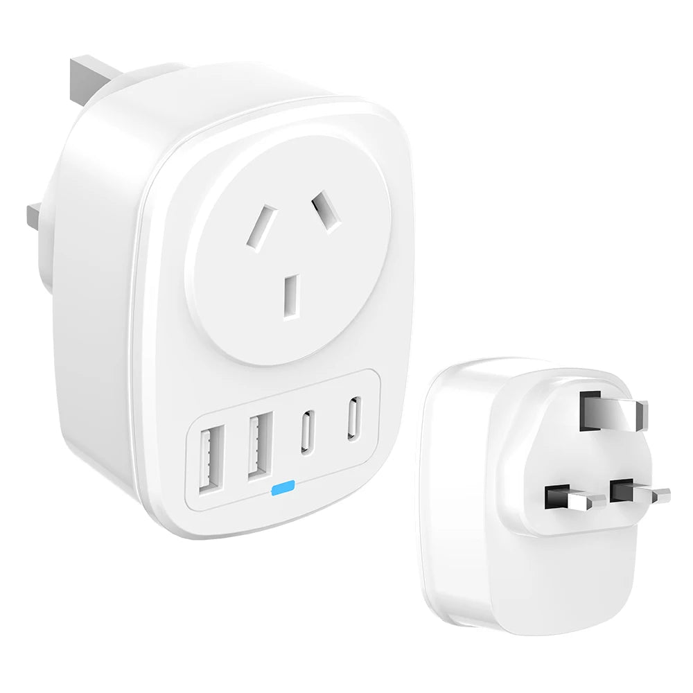 Universal Travel Adapter With 2 USB Ports 2 Type-C Charging All-in-one Travel Adapter EU/UK/US/AU Plug for Travel Power Adaptor