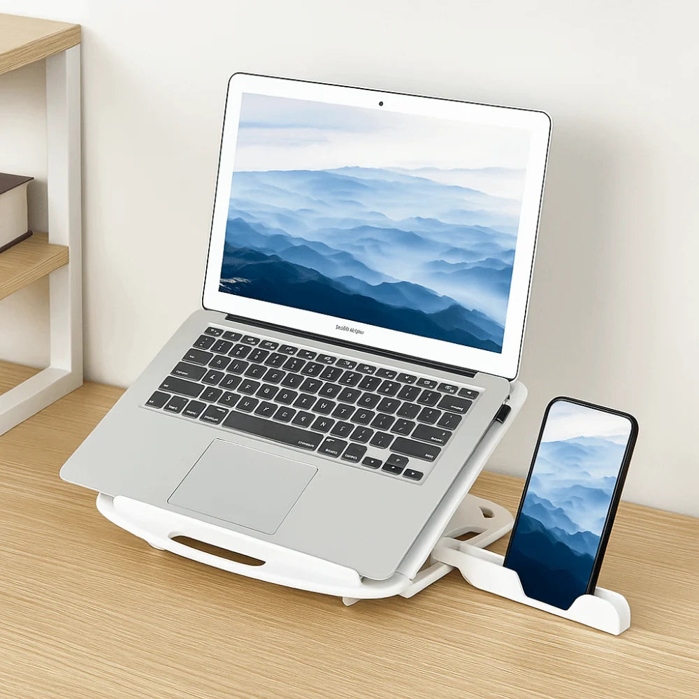 Bracket Plastic Laptop Stand Foldable With Phone Holder Desktop Holder 2 IN 1 Multiple Height Ergonomic Laptop Riser Watching TV