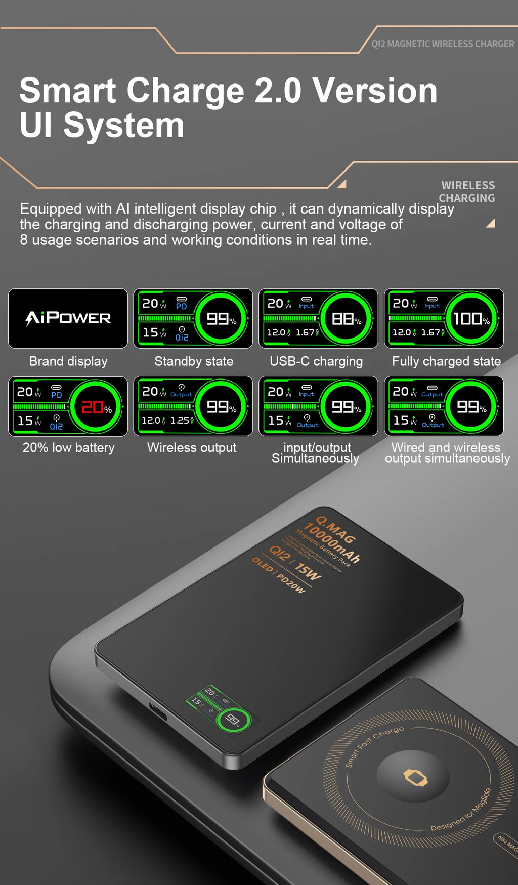 Wireless Magnetic Powerbank Fast Charing Spare Portable External Battery for iPhone 12-17 Promax Watch Airpods 5000/10000mAh