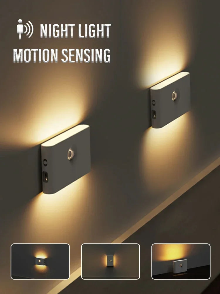 Motion Sensor Night Light,Rechargeable Powered LED Closet Lights,Wireless Magnetic Cabinet Lamp for Indoor Bedroom Kitchen Stair