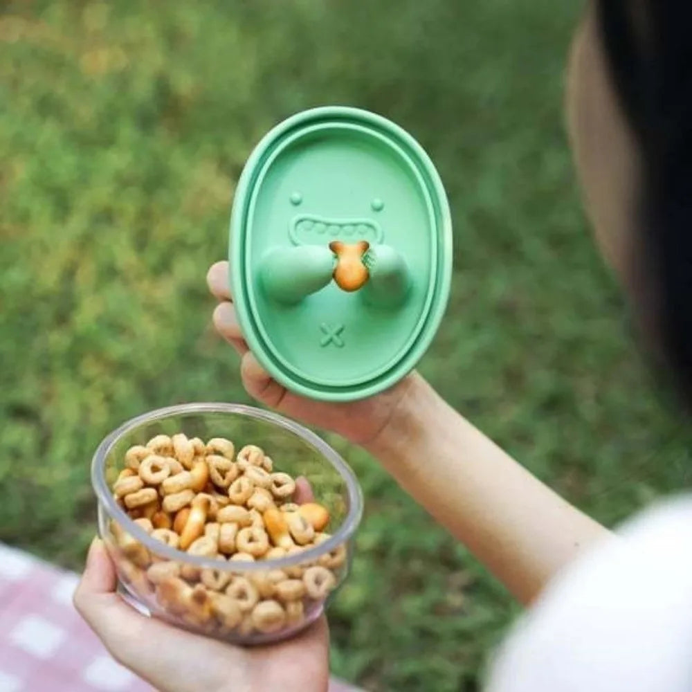 Portable Silicone Lid Snack Storage Box No-Mess Leak-Proof Food Container Reusable Multifunctional Snack Organizer Kitchen