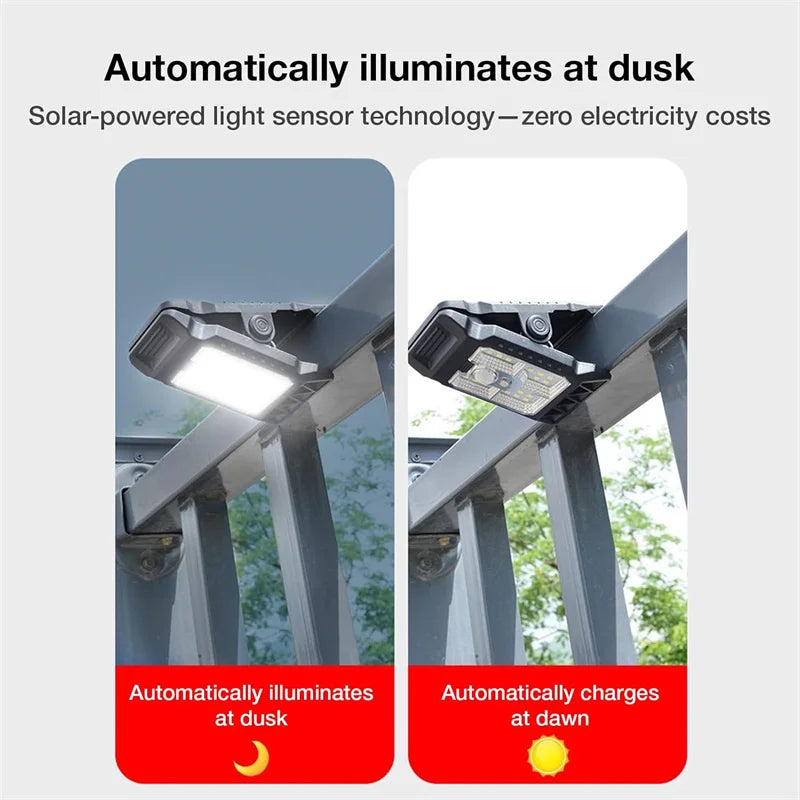 Clip on Solar Lights Outdoor Waterproof LEDs Motion Sensor Lights 3 Modes 3 Mounting Ways Solar Security Lighting for Fence