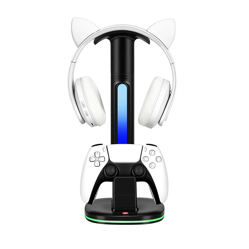 LED Display Stand for PS5 Game Controller & Headphone Charging Station for Playstation 5 Gamepad Headset Stand Accessories