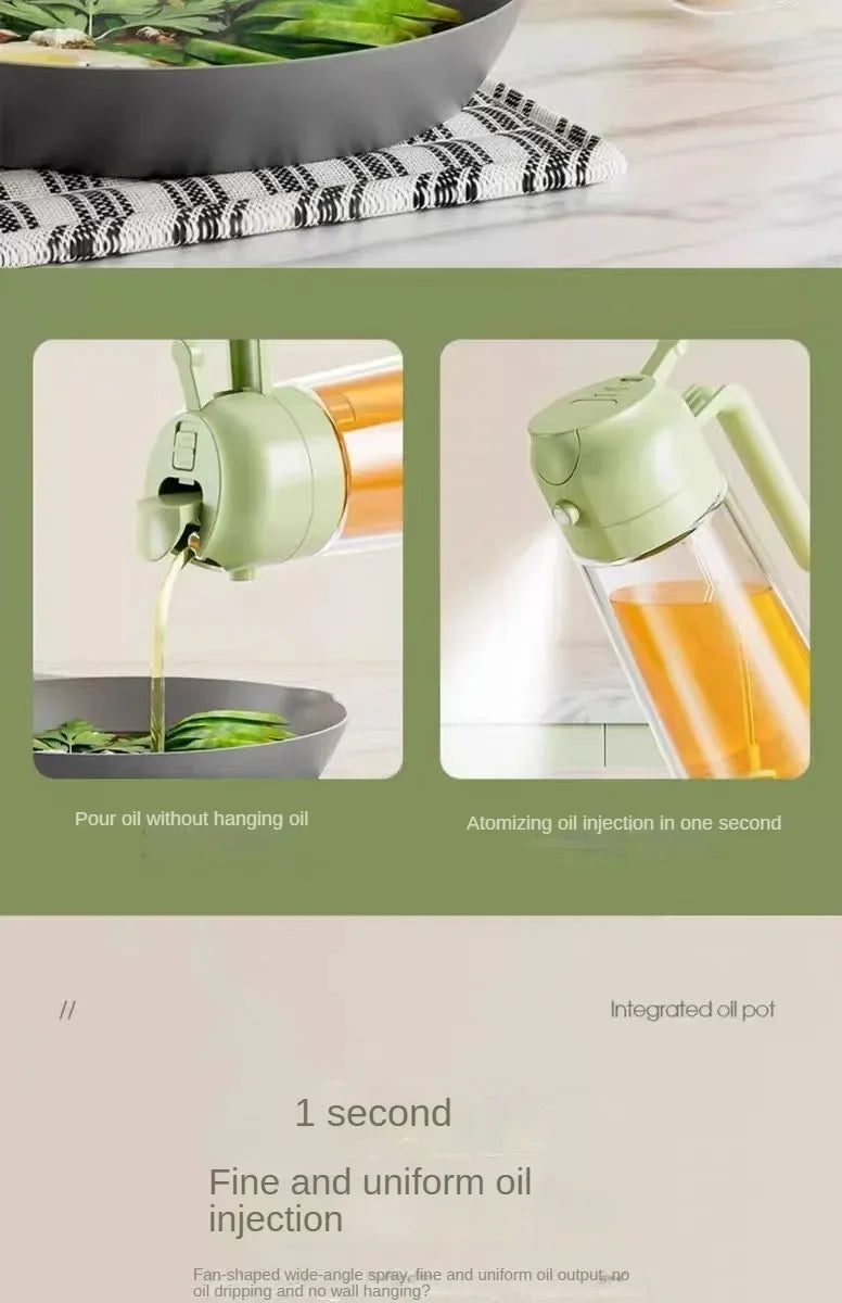 2 in 1 Pour Spray Sprayer Kitchen Fryer Air Spray Oil Dispenser Bottle for Olive Oil Cooking Frying BBQ Camping Large Capacity