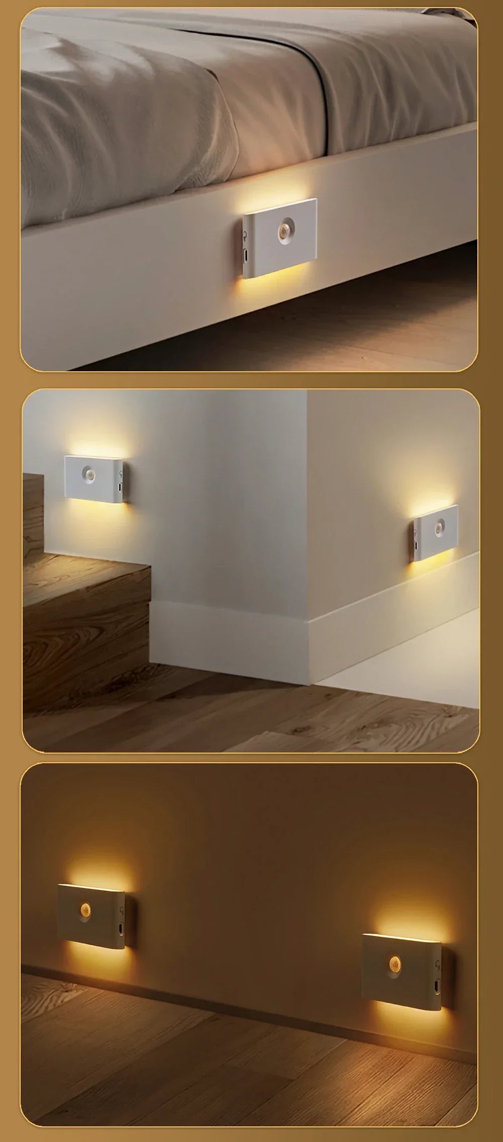Motion Sensor Night Light,Rechargeable Powered LED Closet Lights,Wireless Magnetic Cabinet Lamp for Indoor Bedroom Kitchen Stair