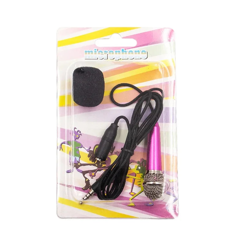 Mini Portable 3.5mm Stereo Studio Mic KTV Karaoke Mini Microphone for Smart Phone Laptop PC Desktop Handheld Audio Microphone