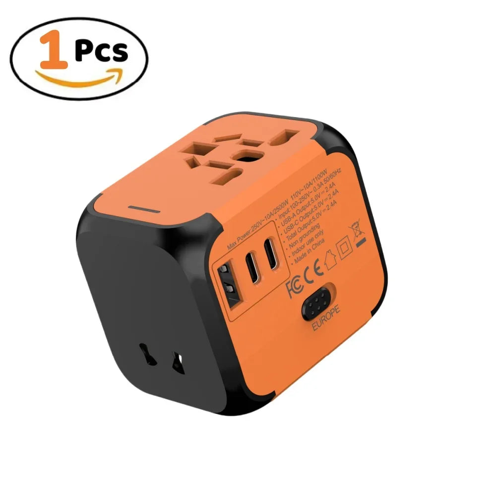 Universal Travel Adapter, Multi Plug 220v to 5v Outlet usb Type c Socket Multicontacto con usb y Corriente Charger For EU/UK/USA