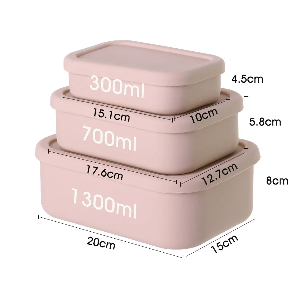 Silicone Food Storage Containers Reusable Silicone Bento Lunch Box Containers with Lids Microwave Dishwasher Safe BPA-Free Boxs