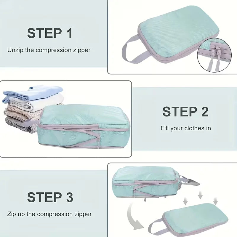 3pcs Compression Packing Cubes for Suitcases Travel Accessories Expandable Packing Organizers Lightweight Travel Organizer Cubes