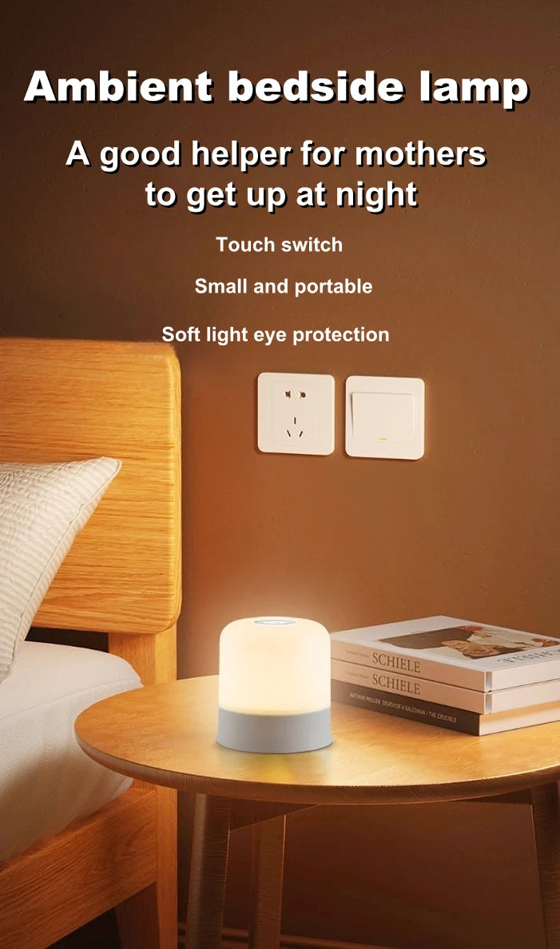 Touch Night Light Rechargeable 3 Color Wireless Baby's Room Bedside Lamp USB LED Night Light Ambient Soft Light For Kids Gift