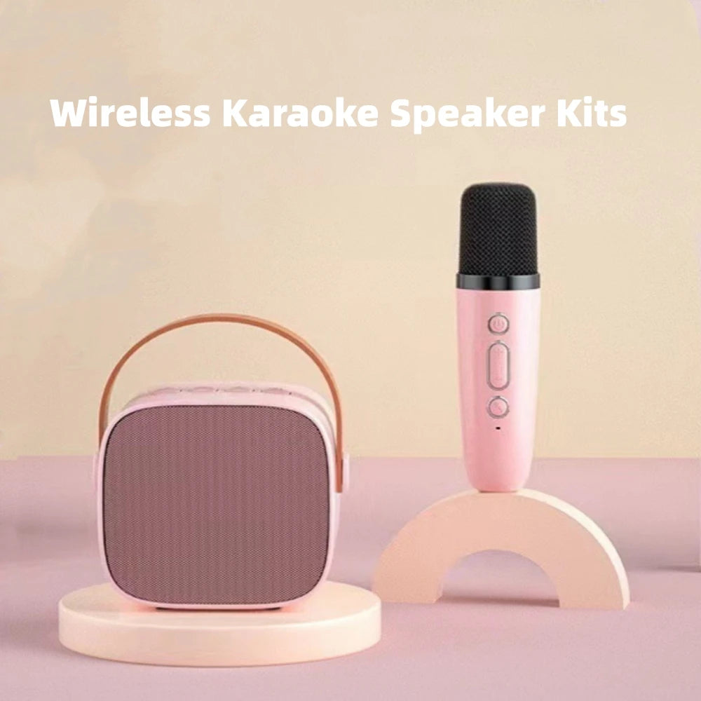 Mini Karaoke Machine for Kids and Adults Portable Speaker With 1-2 Wireless Microphone for Home KTV Birthday Party Holiday Gifts