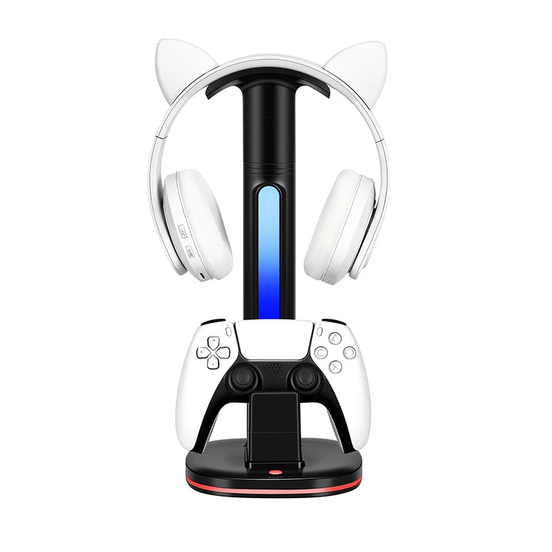 LED Display Stand for PS5 Game Controller & Headphone Charging Station for Playstation 5 Gamepad Headset Stand Accessories