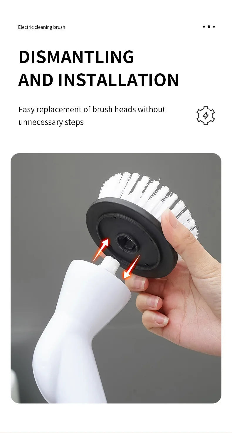 Electric Spin Scrubber Cordless Multi-Function Low Noise Electric Cleaning Brush Replaceable Brush Heads And Adjustable Handle