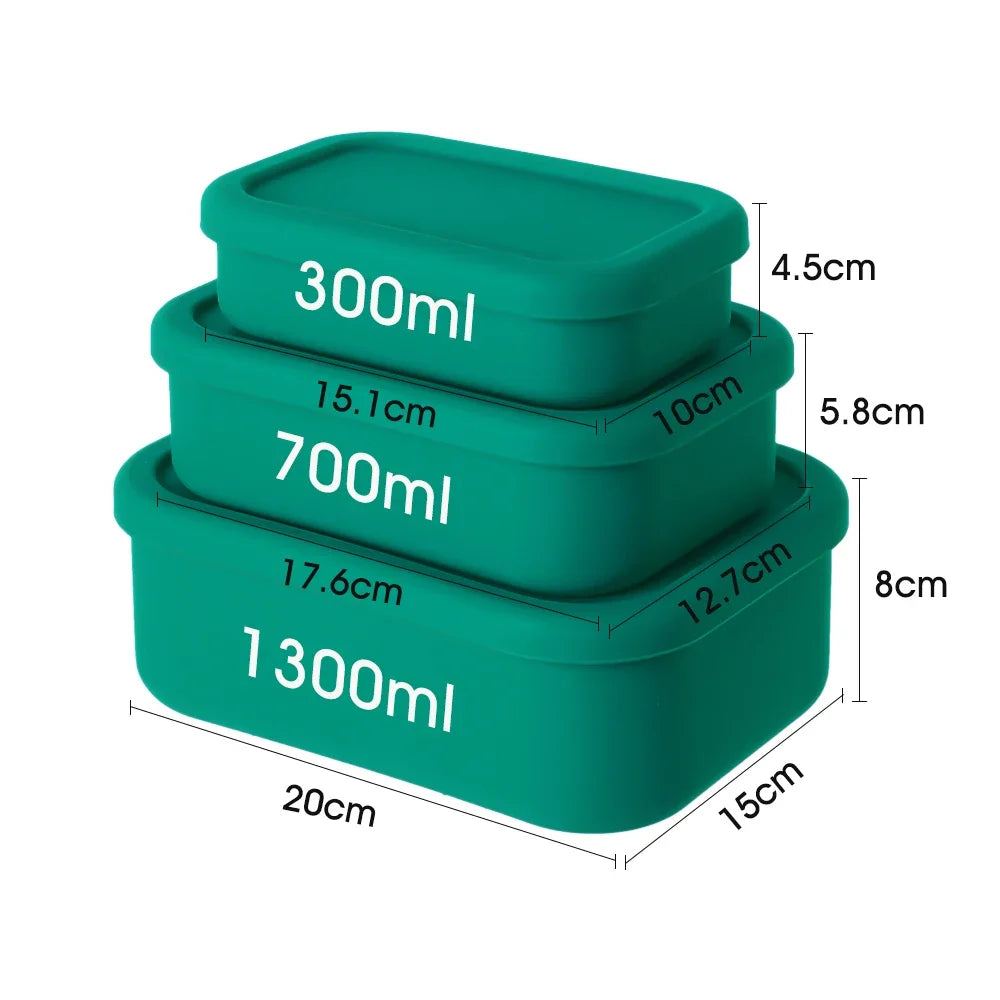 Silicone Food Storage Containers Reusable Silicone Bento Lunch Box Containers with Lids Microwave Dishwasher Safe BPA-Free Boxs