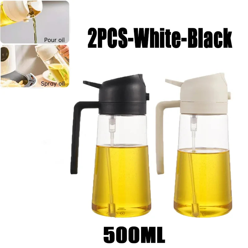 2 in 1 Pour Spray Sprayer Kitchen Fryer Air Spray Oil Dispenser Bottle for Olive Oil Cooking Frying BBQ Camping Large Capacity