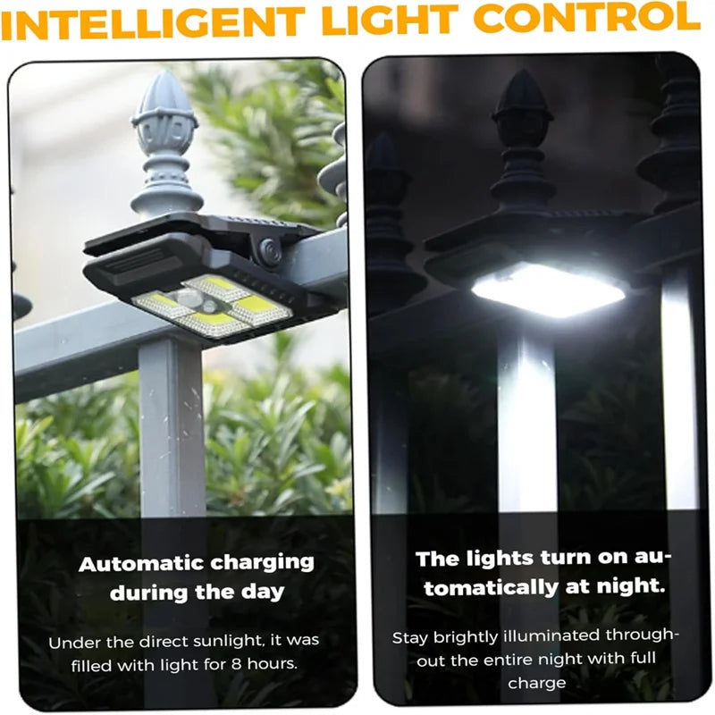 Clip on Solar Lights Outdoor Waterproof LEDs Motion Sensor Lights 3 Modes 3 Mounting Ways Solar Security Lighting for Fence