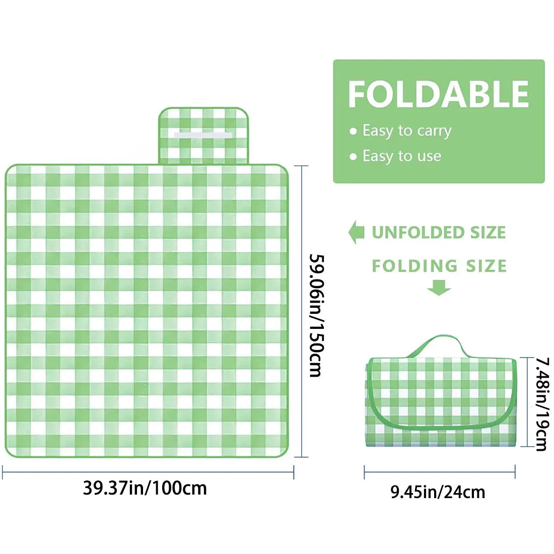 Portable Waterproof Picnic Blanket Comfortable All Weather Outdoor Mat for Beach Park Concert Festival Camping and Lounge