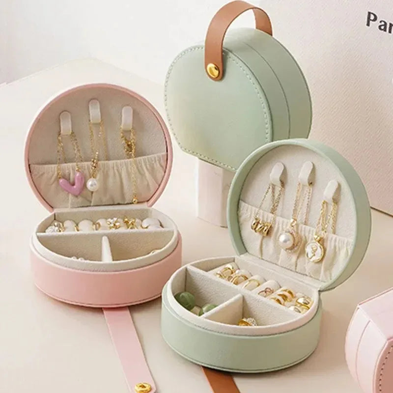 Mini Jewelry Organizer Display Travel Jewelry Case Boxes Earrings Necklace Ring Portable Handbag Jewelry Box Leather Storage