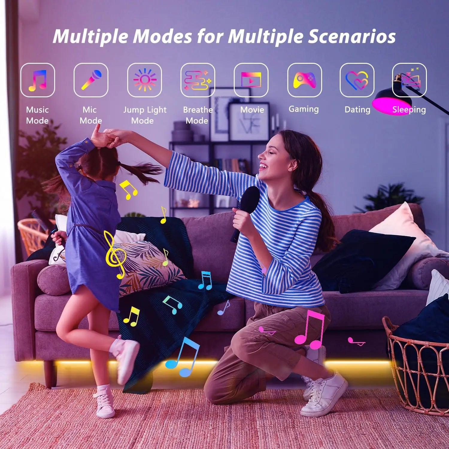 Smart LED Strip Lights 5m-20m Music Sync 5V RGB Led Light with App and Remote Control Christmas Party Room Decoration Lighting