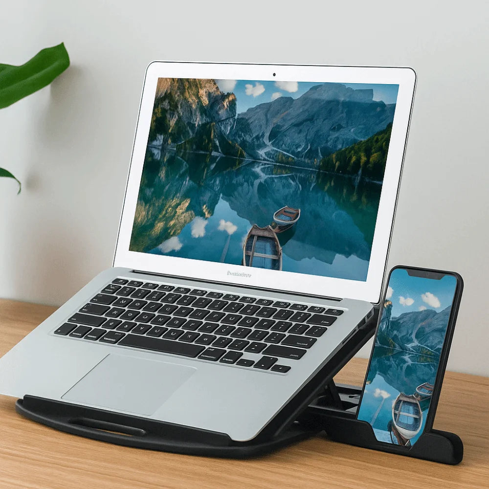 Bracket Plastic Laptop Stand Foldable With Phone Holder Desktop Holder 2 IN 1 Multiple Height Ergonomic Laptop Riser Watching TV