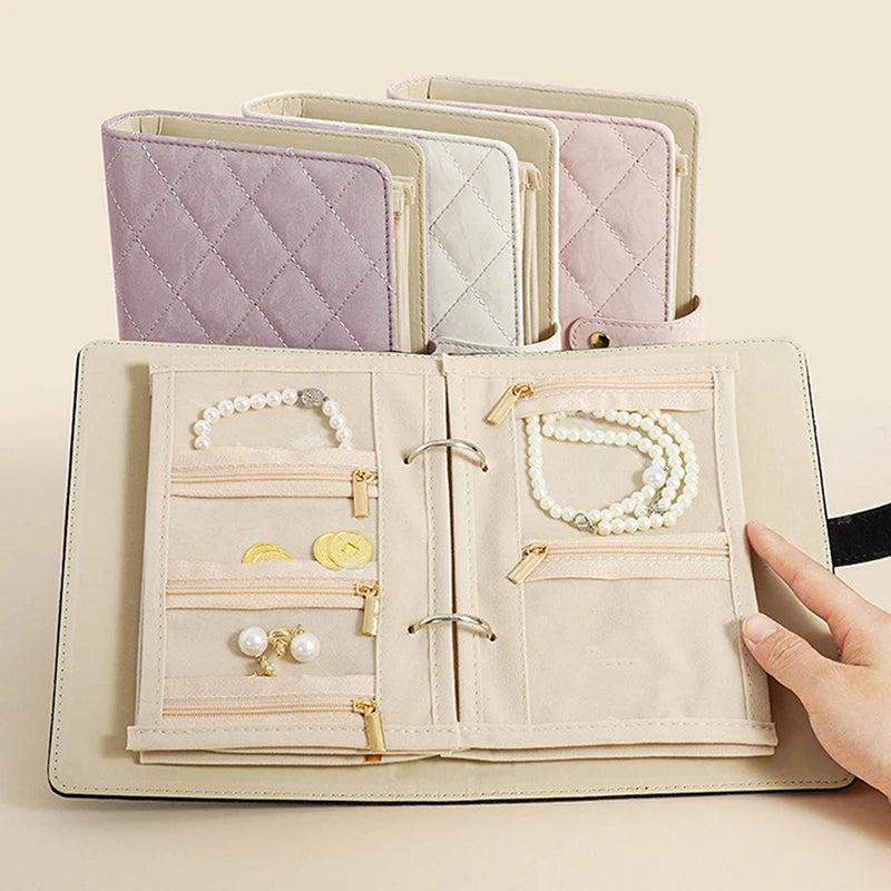 Travel Jewelry Case,Jewelry Organizer Box With Clear Zipper Velvet Jewelry Pouch Bag, PU Leather Jewelry Case,Gift For Women 1PC