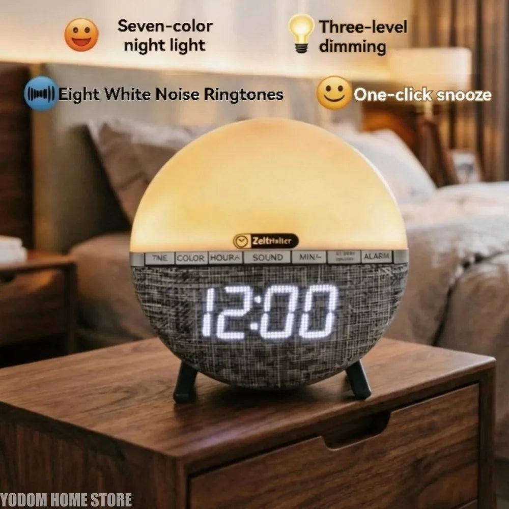 Wake Up Light Sunrise Alarm Clock Desk Clock with Colors Light Natural Sound Digital Clock for living room bedroom home decor