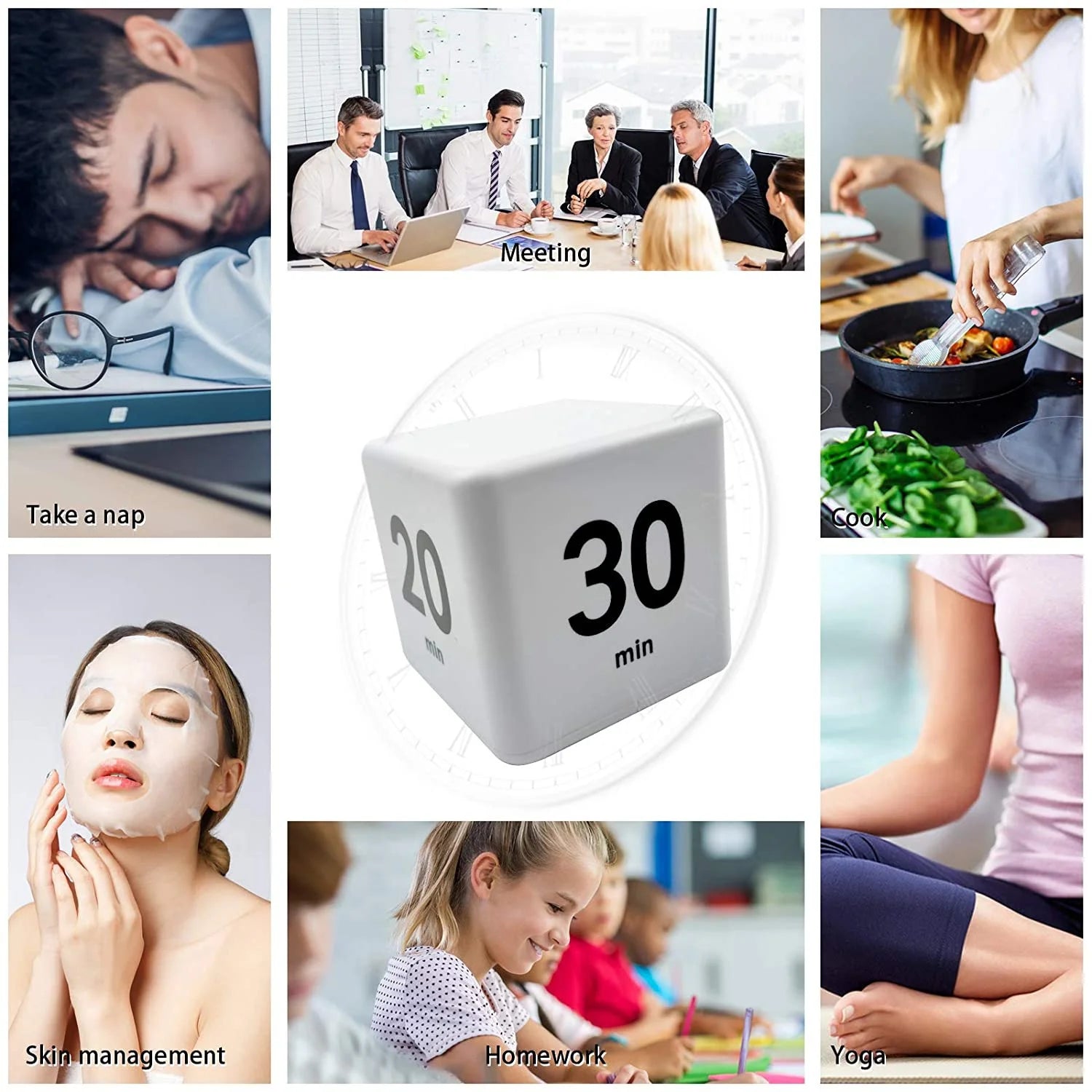 Cube Timer, Kitchen  Child  Exercise  Gravity Sensor Flip  for Time Management and Countdown Settings