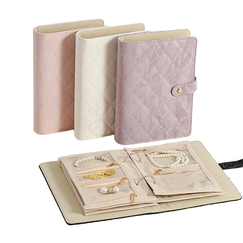 Travel Jewelry Case,Jewelry Organizer Box With Clear Zipper Velvet Jewelry Pouch Bag, PU Leather Jewelry Case,Gift For Women 1PC